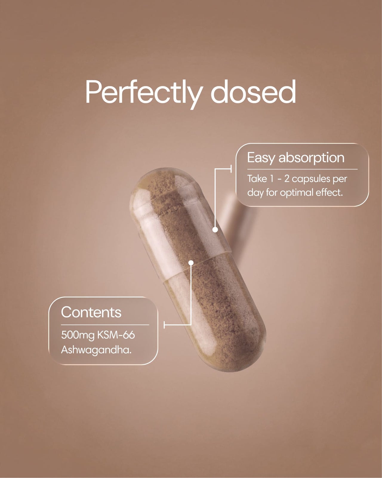 Clearly brand Ashwagandha capsules in a bottle, showcasing natural herbal supplement for wellness and stress relief.
