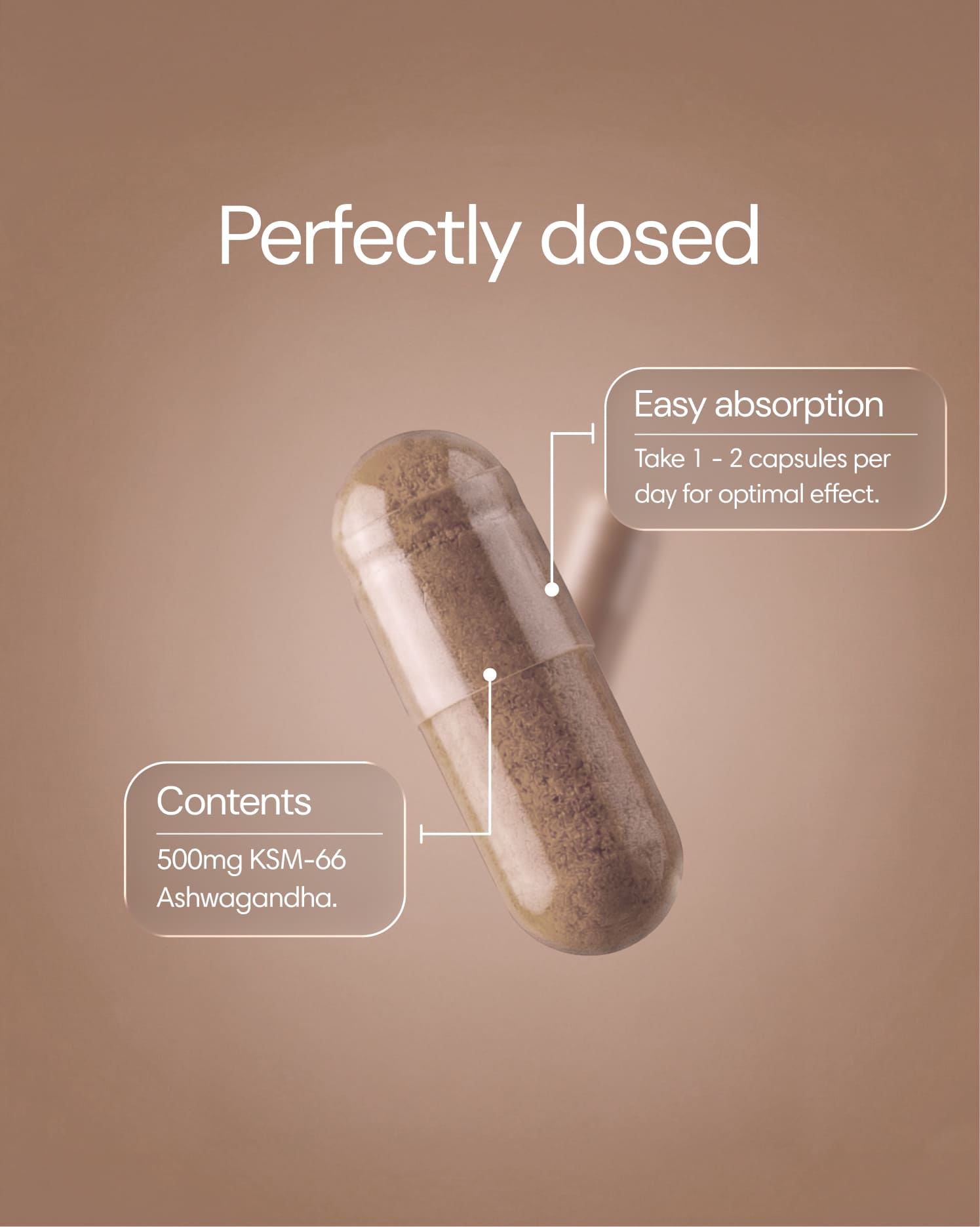 Clearly brand Ashwagandha capsules in a bottle, showcasing natural herbal supplement for wellness and stress relief.
