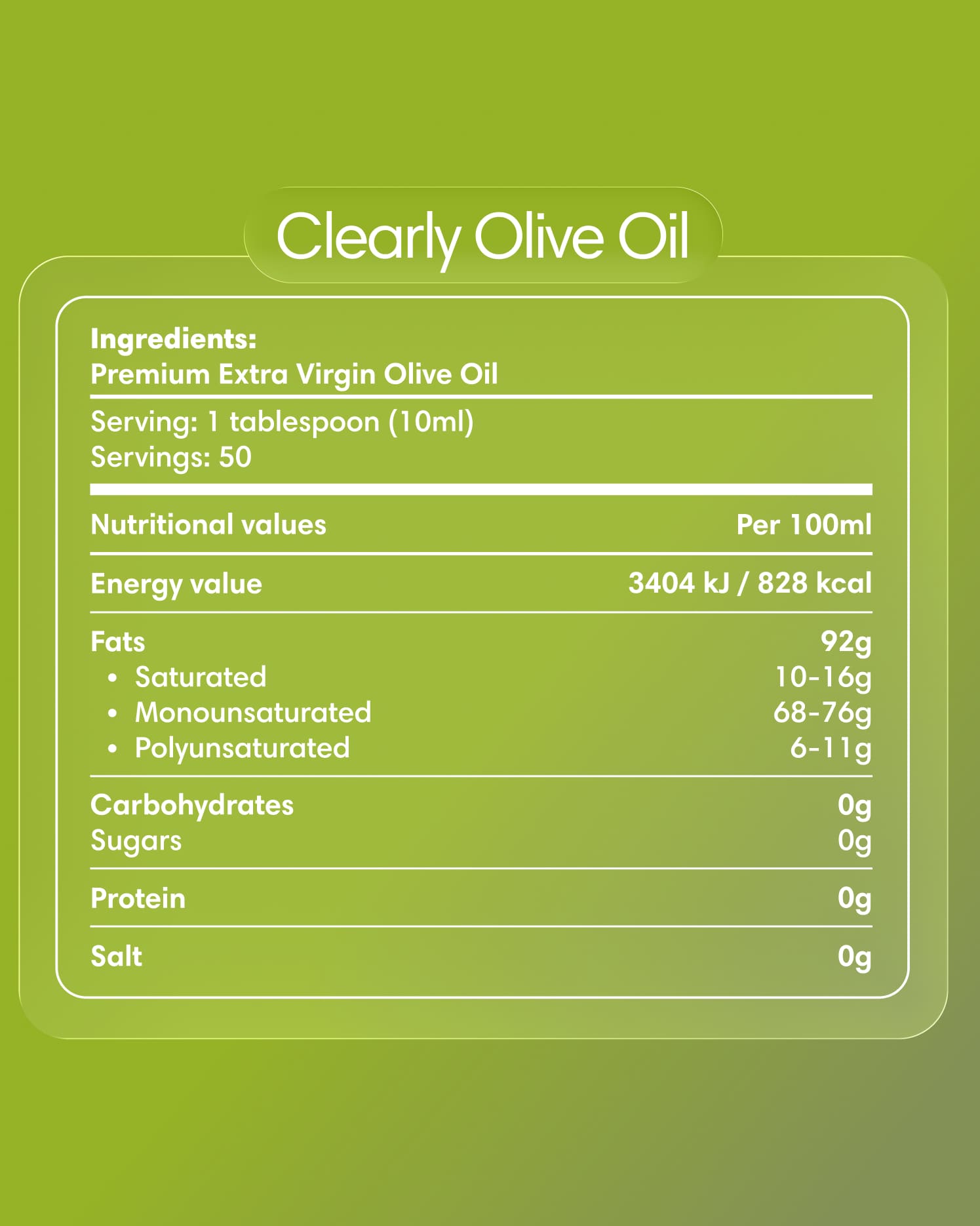Clearly Extra Virgin Olive Oil bottle with label, showcasing rich gold color and branding on a dark background.